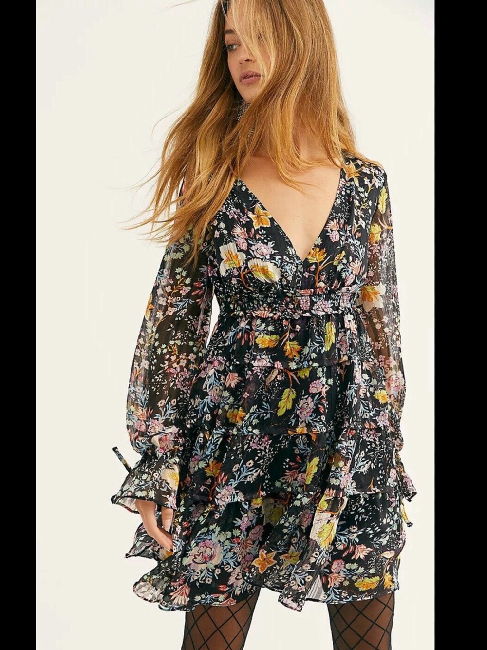 Free People Closer To The Heart Long Sleeve Mini Dress